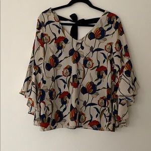 Floral blouse with back tie